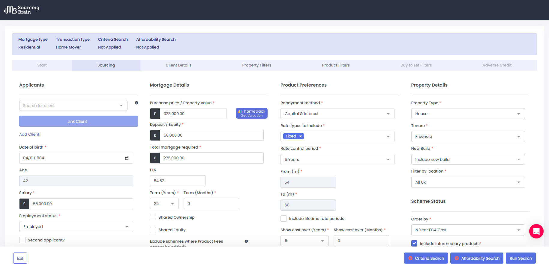 Product | Sourcing Brain | Screenshot of a Sourcing Brain dashboard