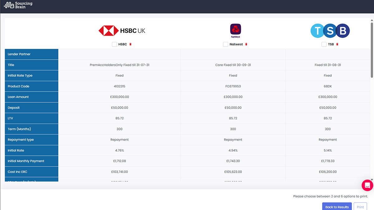Product | Sourcing Brain | Screenshot of Search Comparison