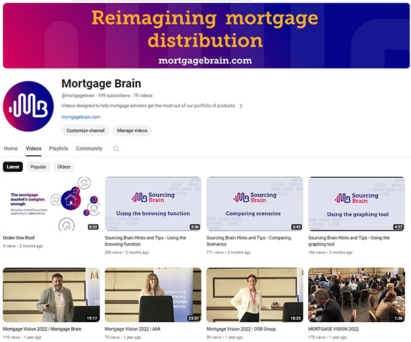 Screenshot of Mortgage Brain Youtube Channel home page