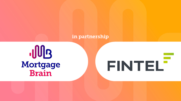 Partnership banner showing Mortgage Brain and Fintel logos