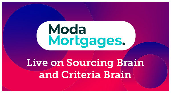 Homepage | Carousel image showing Moda Mortgages logo | Live on Sourcing Brain and Criteria Brain