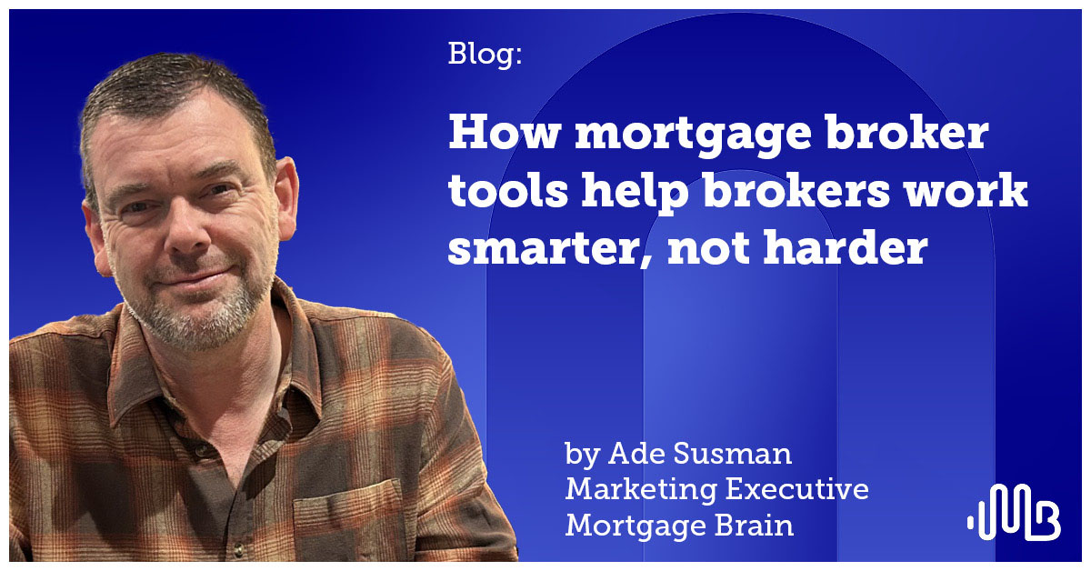 Homepage carousel | Image of author Ade Susman, marketing executive, Mortgage Brain on a blue background with brand element