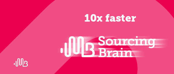Blog | White Sourcing Brain logo with motion blur over red background