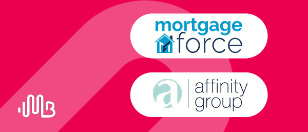 News | Featured image showing Affinity Group and Mortgage Force logos over red background with Mortgage Brain design elements