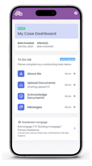 Introducer Portal | Mock up of Client Portal dashboard on a mobile phone
