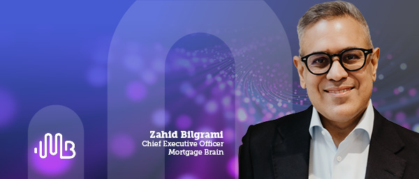 Blog | AI and consistency featured image with Zahid Bilgrami pictured overlaying a blue gradient background and abstract ai image overlayed