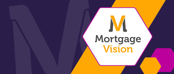 News | Mortgage Vision PR featured image with Mortgage Vision logo over white and with a deeppurple background and M motif