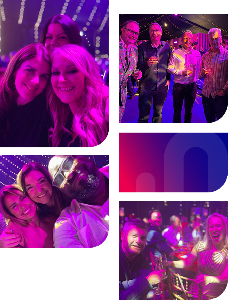 Photo montage of Mortgage Brain employees having fun in social situations