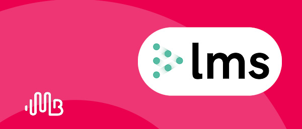 LMS logo over an red background with transperent white circular design element.