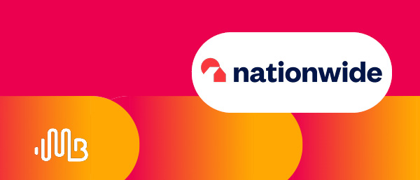 Nationwide logo over a red background with red and orange gradient design element.